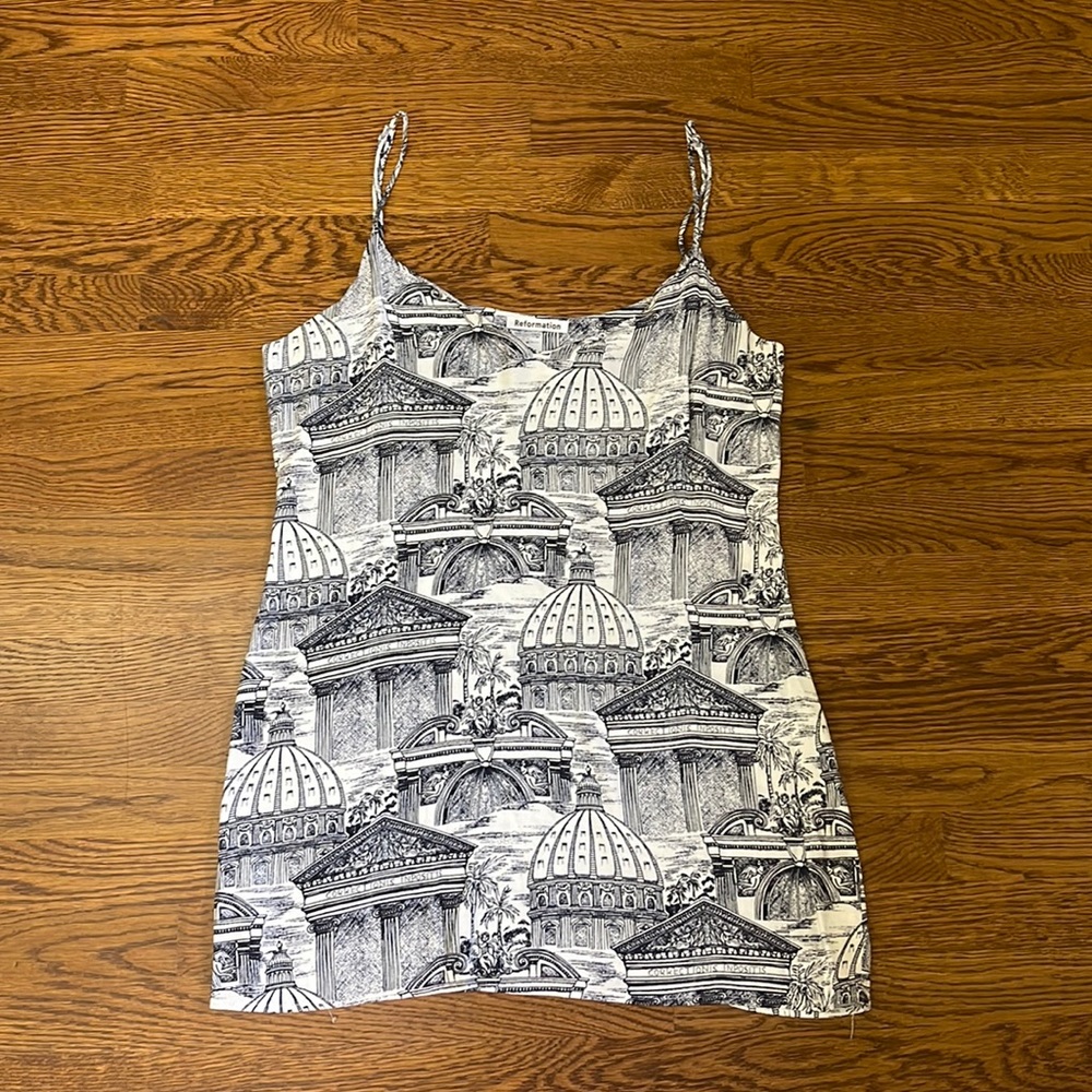 Reformation Seville Mini Dress Rome Print